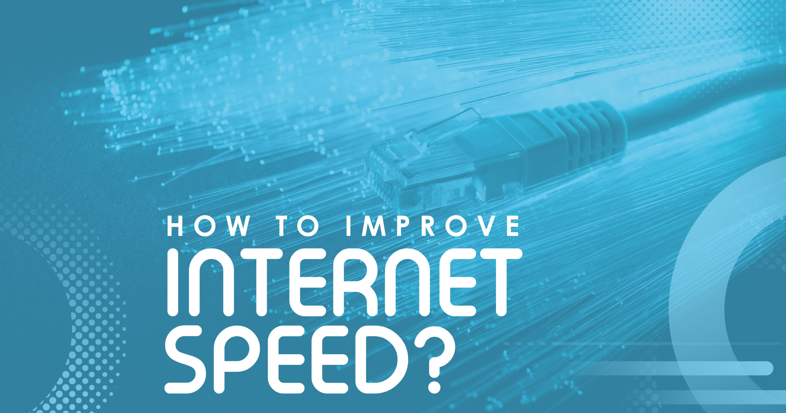Improve internet speed: Fiber optic cable and ethernet connector representing fast internet connection solutions.